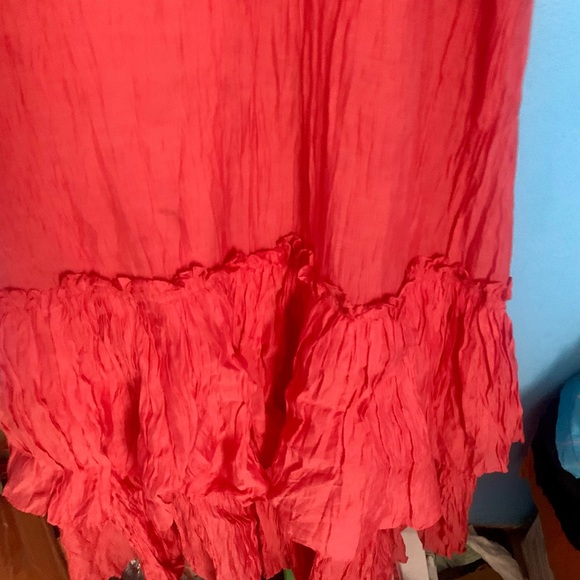 French Connection VTG Y2K Orange Babydoll Ruffled Hem Maxi Dress Size 4 - Picture 8 of 10